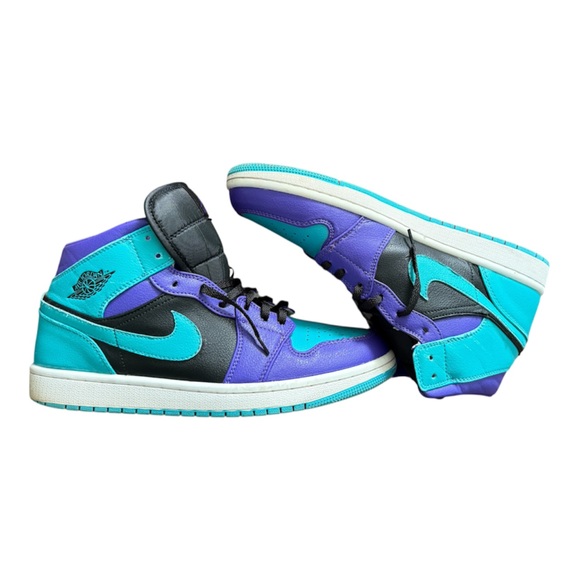 Jordan 1 Mid Purple and Teal Shoes - Picture 5 of 5